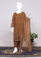 Zarqa Embroidered Brown Three Piece Organza Tissue Suit