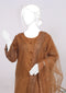 Zarqa Embroidered Brown Three Piece Organza Tissue Suit