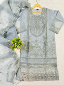 Mahrosh Three-piece Attire: Handmade Crystal Work Clothing